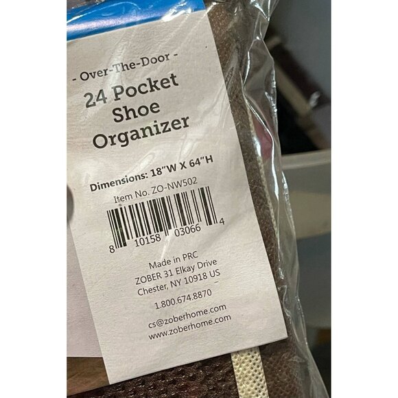 Zober Over The Door Shoe Organizer - 24 Breathable Pockets, Hanging Shoe Holder - Picture 2 of 3